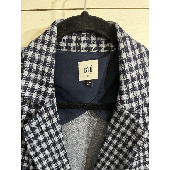 Cabi Checkup Blazer Spring Navy Blue Women's Size Medium Stretch Plaid - Picture 3 of 4